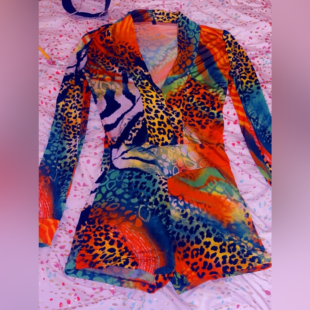 Iguana print one piece shorts